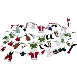 Vintage AVON Elf Garland Christmas Decoration Clothesline 18 ft of garland.